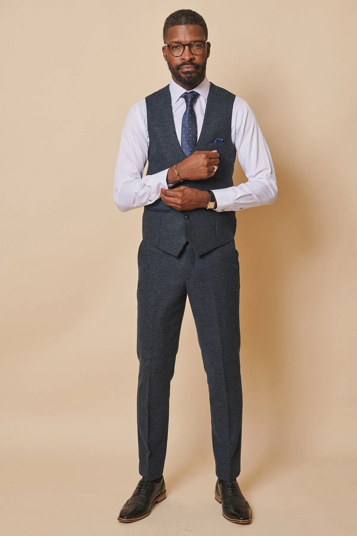 MARLOW - Blue Tweed Three Piece Suit