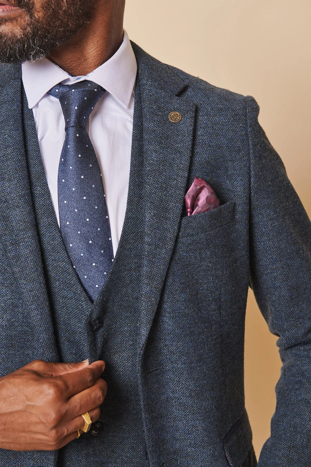 MARLOW - Blue Tweed Three Piece Suit