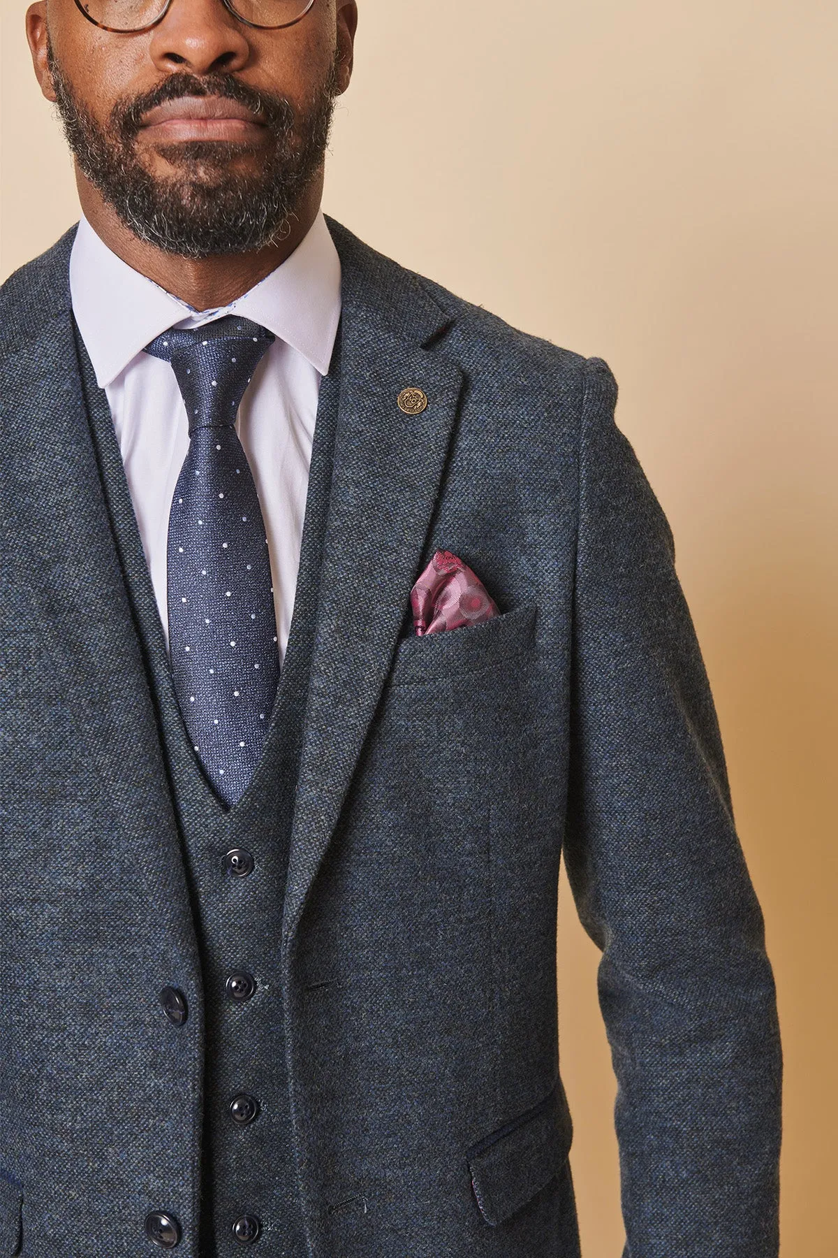 MARLOW - Blue Tweed Three Piece Suit