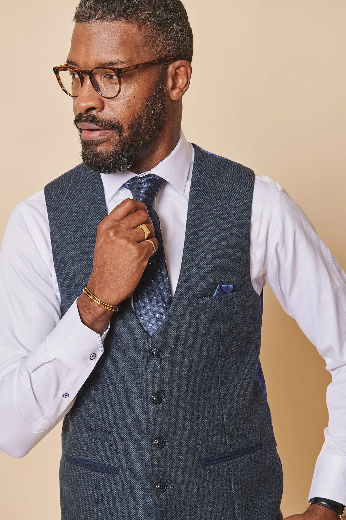 MARLOW - Blue Tweed Three Piece Suit