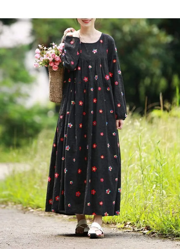 Maya Floral Embroidered Maxi Dress