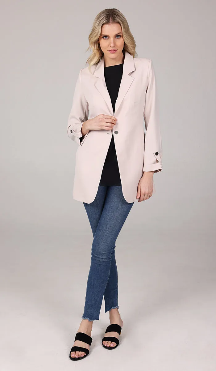 Maya Long Light Comfy Blazer Jacket - Cream