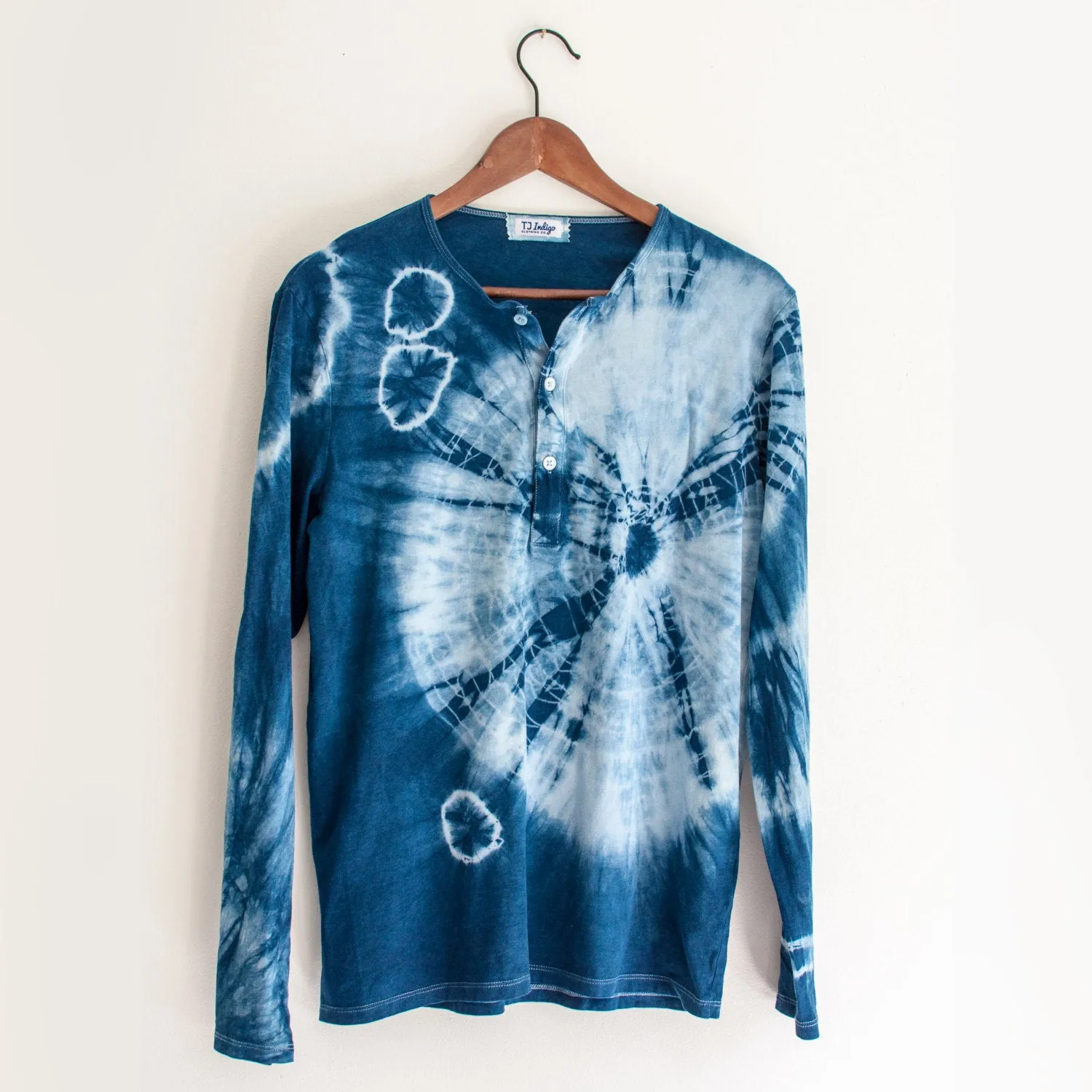 Men's 100% Cotton Indigo Shibori Long Sleeve Shirt