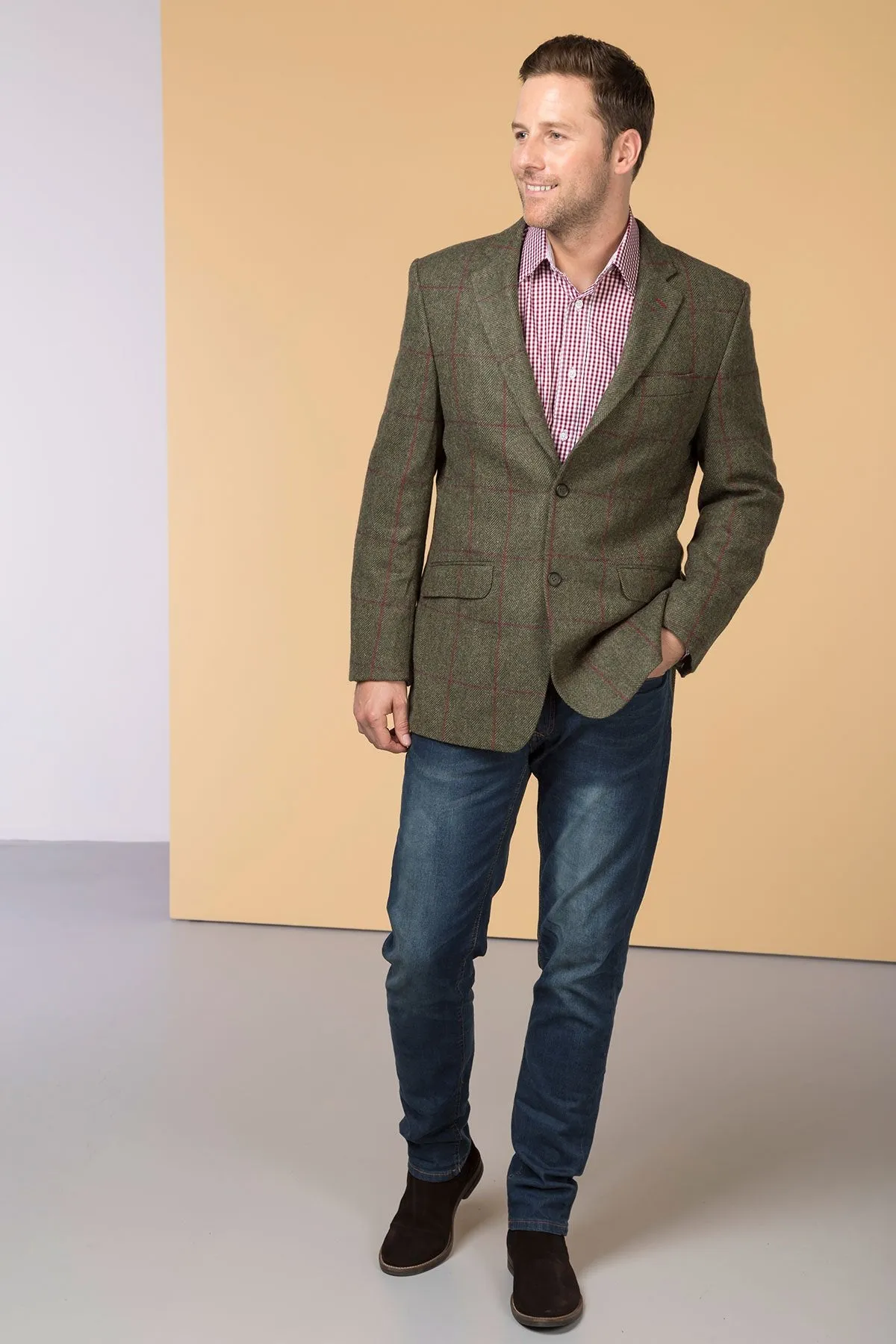 Men's Brown Checked Tweed Jacket - Sledmere