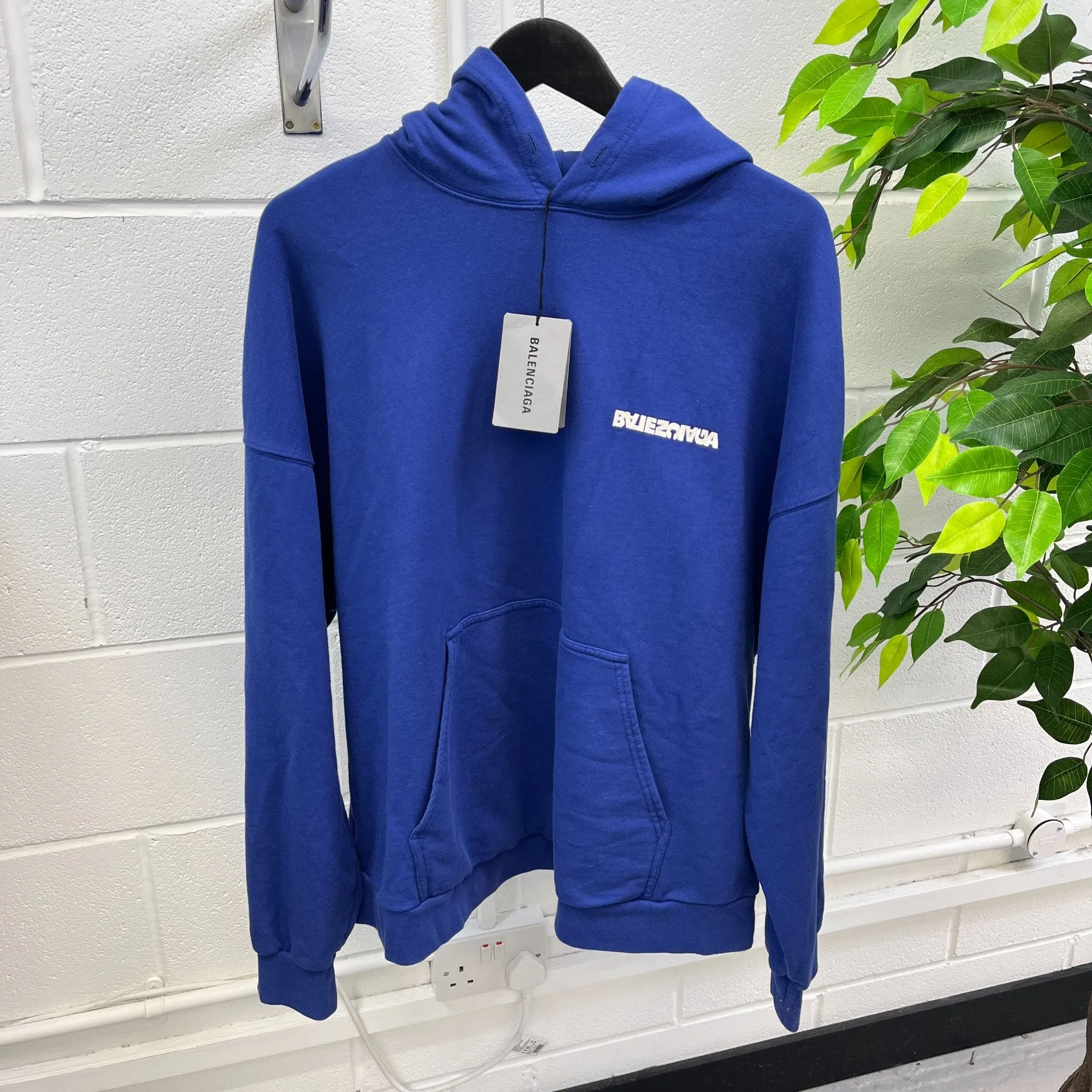 Men's Embroidered Logo Hoodie Blue Size S