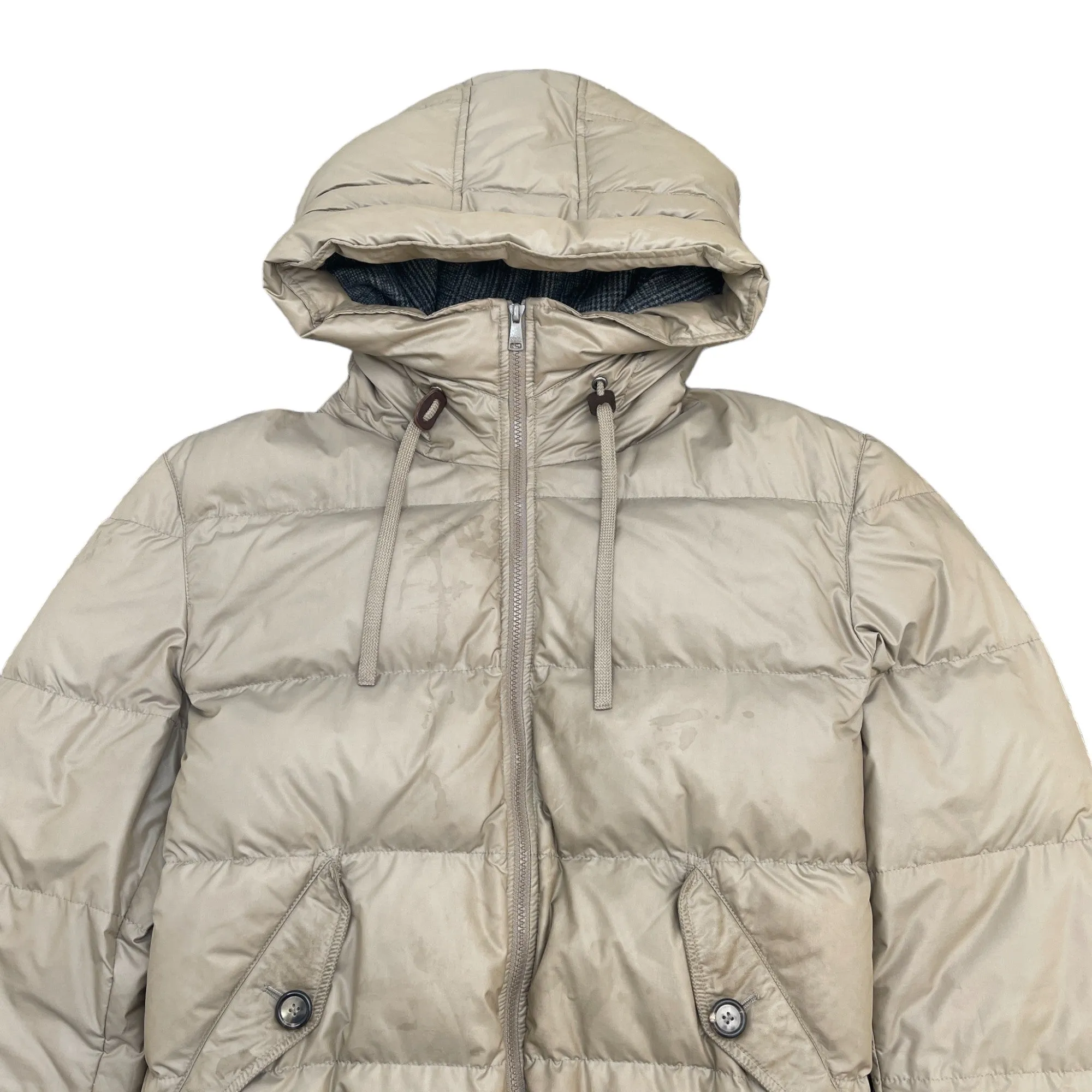 Men's Puffer Down Jacket Beige Size IT 54 / XXL