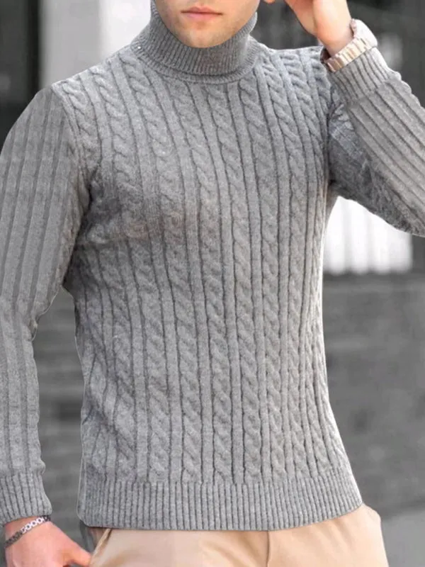 Men's turtleneck casual tight stretch sweater