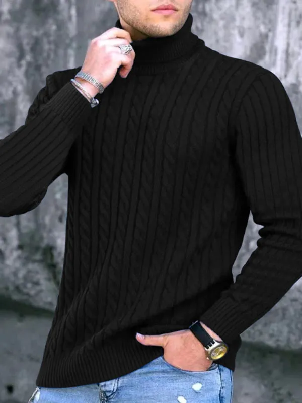 Men's turtleneck casual tight stretch sweater