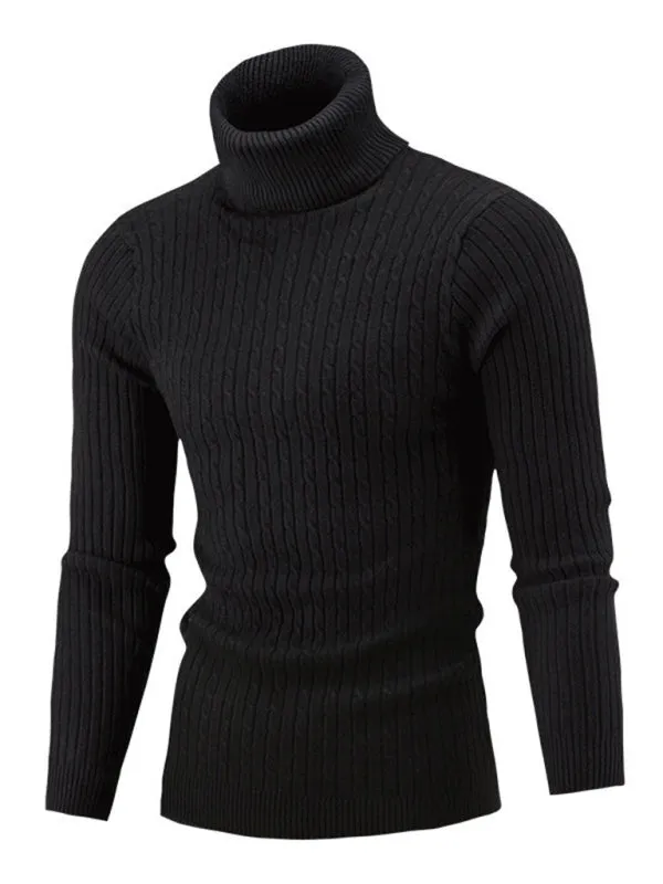 Men's turtleneck casual tight stretch sweater