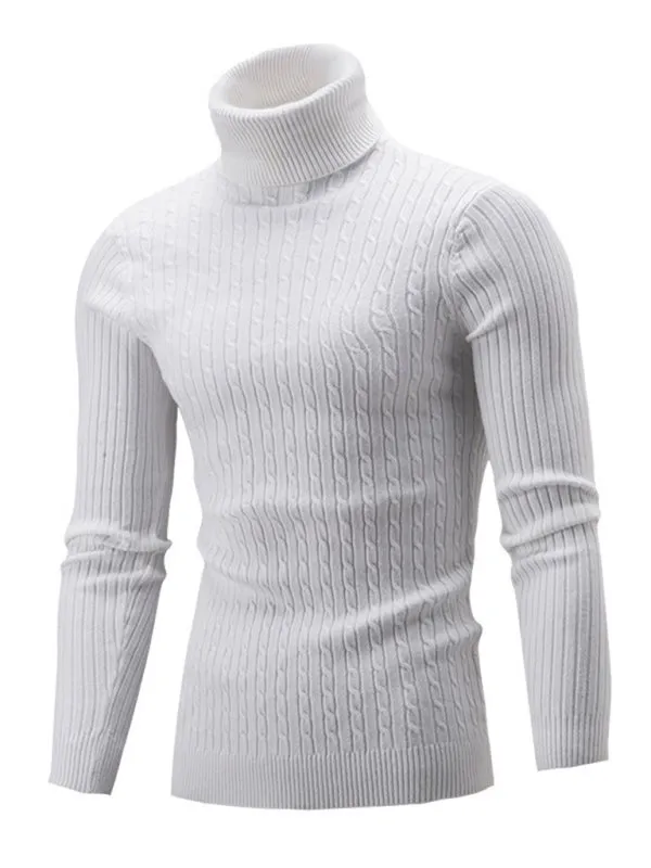 Men's turtleneck casual tight stretch sweater