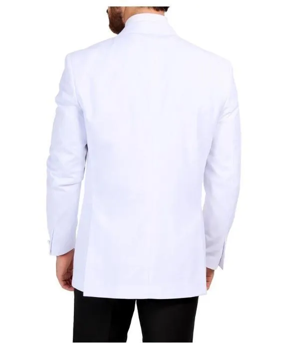 Men's White Slim Fit Peak Lapel  Tuxedo Dinner Jacket