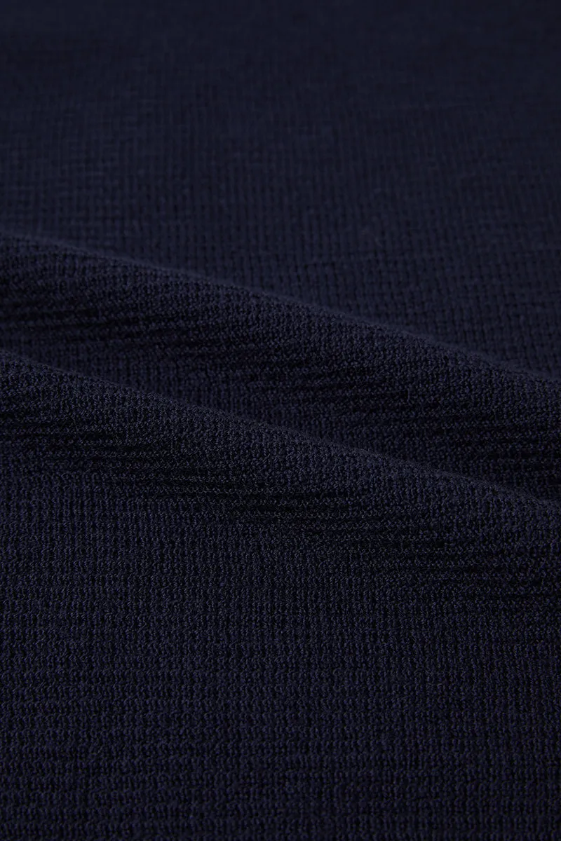 Merino Wool Crew Neck Sweater  | Navy NNY030