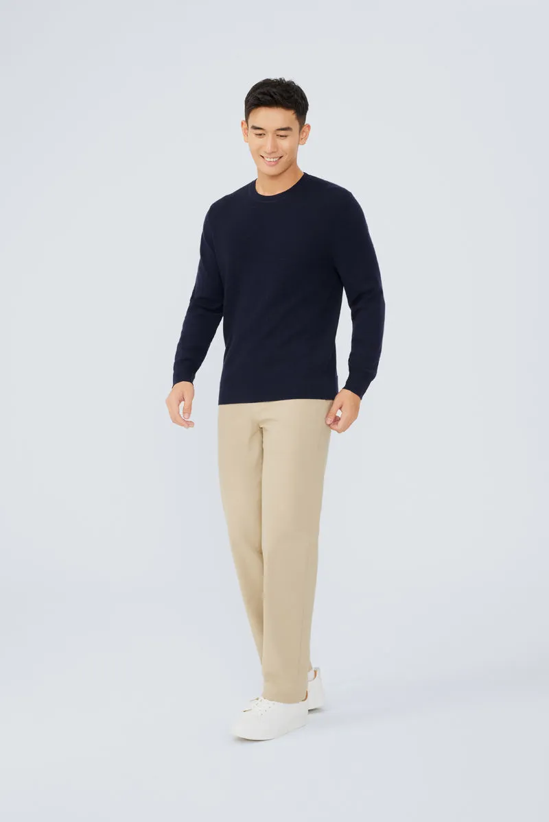 Merino Wool Crew Neck Sweater  | Navy NNY030