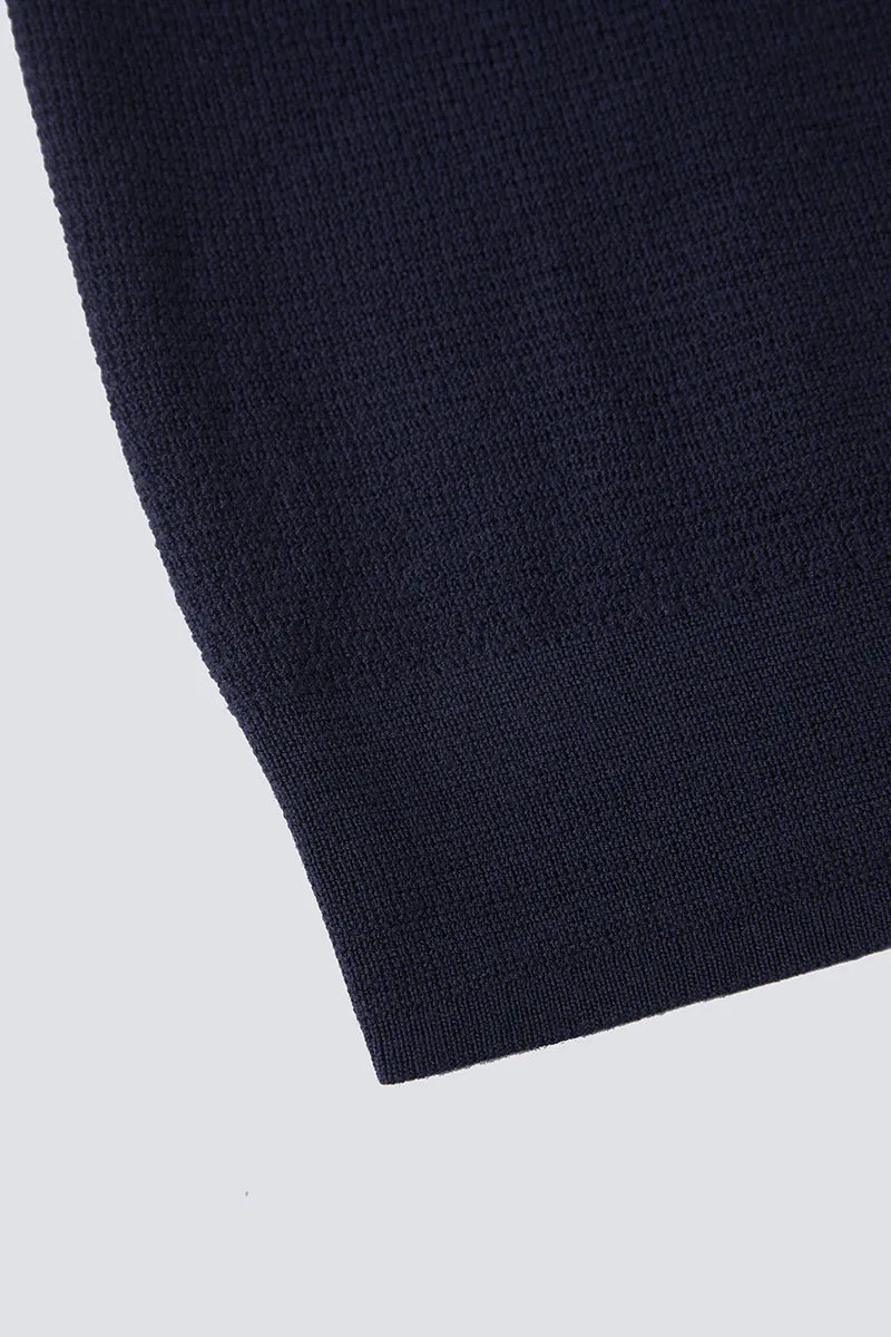 Merino Wool Crew Neck Sweater  | Navy NNY030