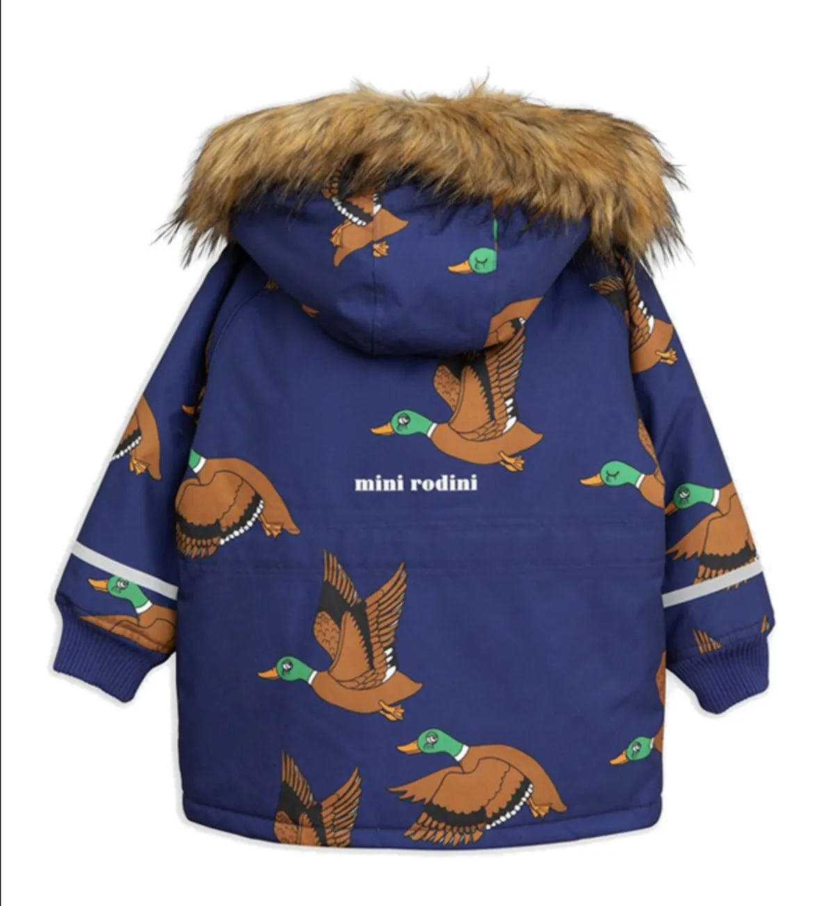 Mini Rodini Kids K2 Wild Duck Padded Parka Jacket in Navy