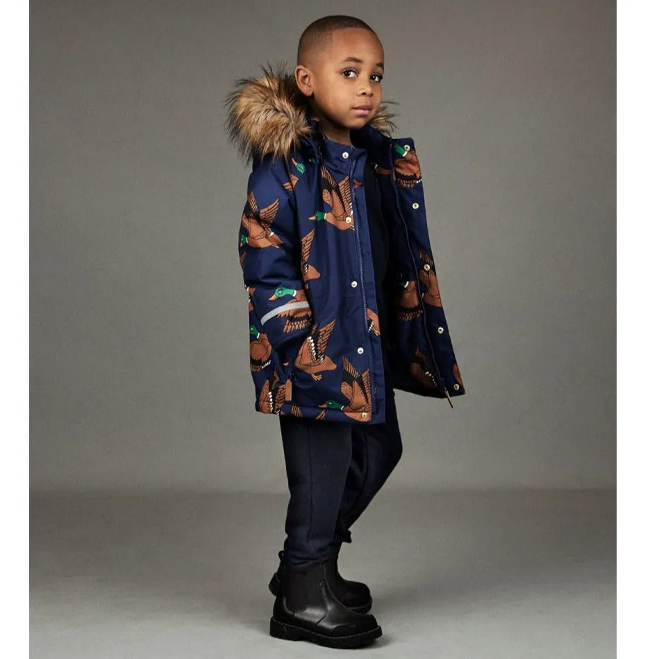 Mini Rodini Kids K2 Wild Duck Padded Parka Jacket in Navy