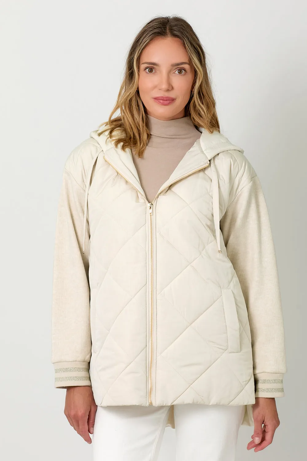 Mixed Sleeve Puffer Jacket