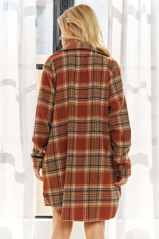 MOANA PLUS SIZE BUTTON DOWN FLANNEL SHACKET S-3XL