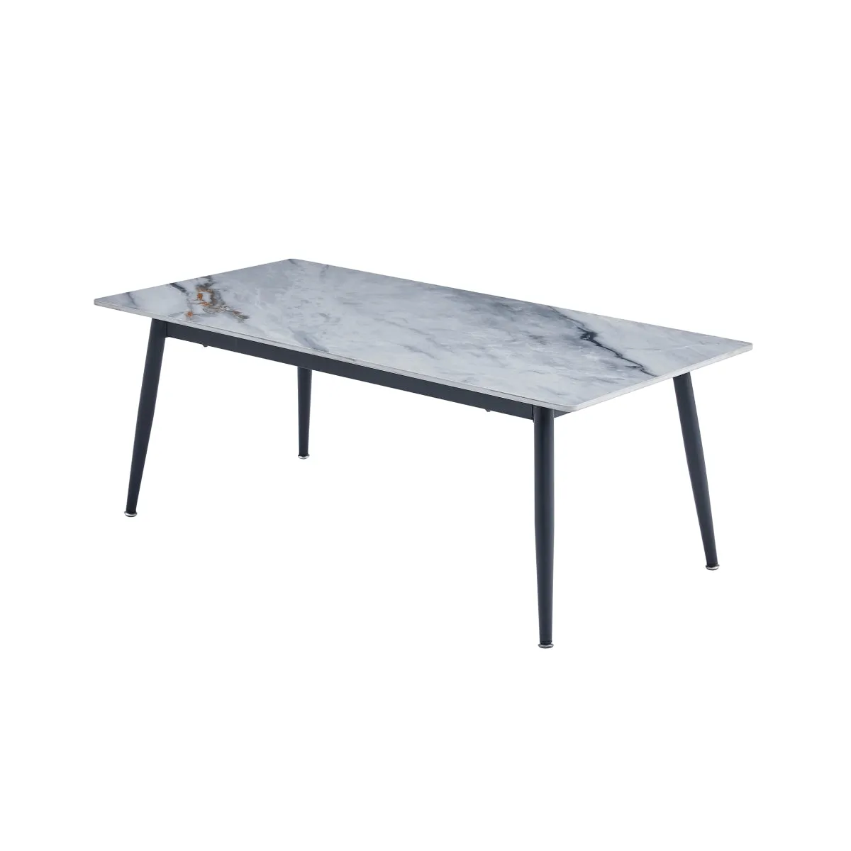 Modern Sintered Stone Coffee Table with Black Metal Legs