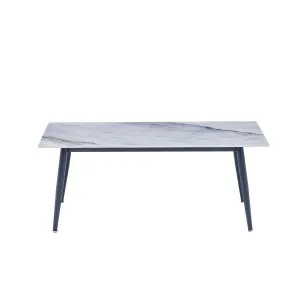 Modern Sintered Stone Coffee Table with Black Metal Legs