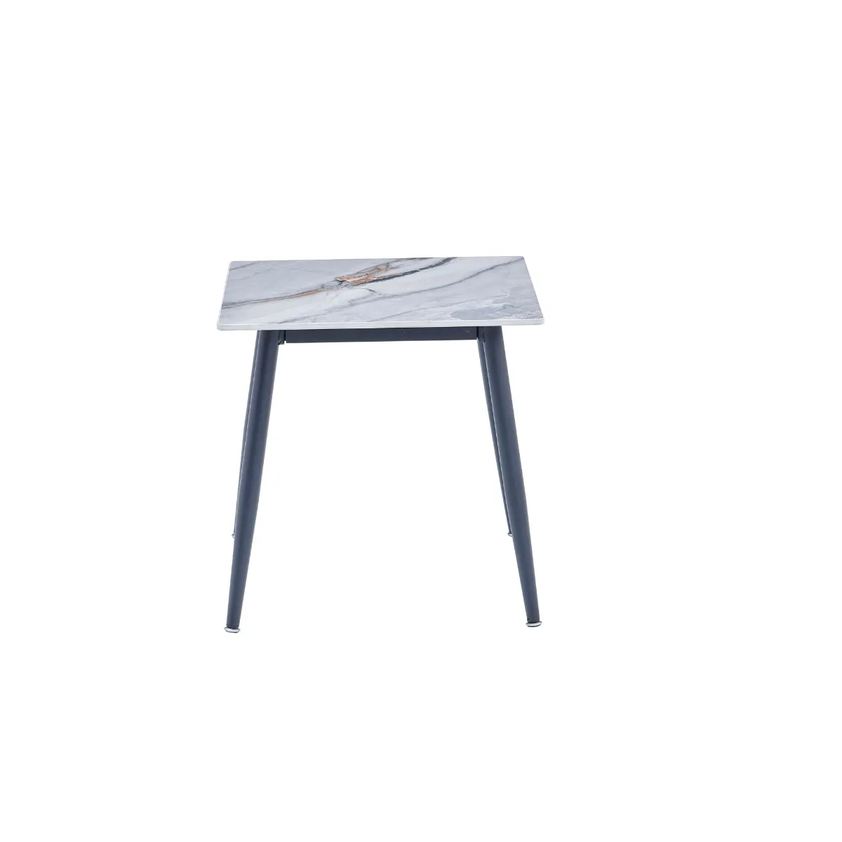 Modern Sintered Stone End Table with Black Metal Legs