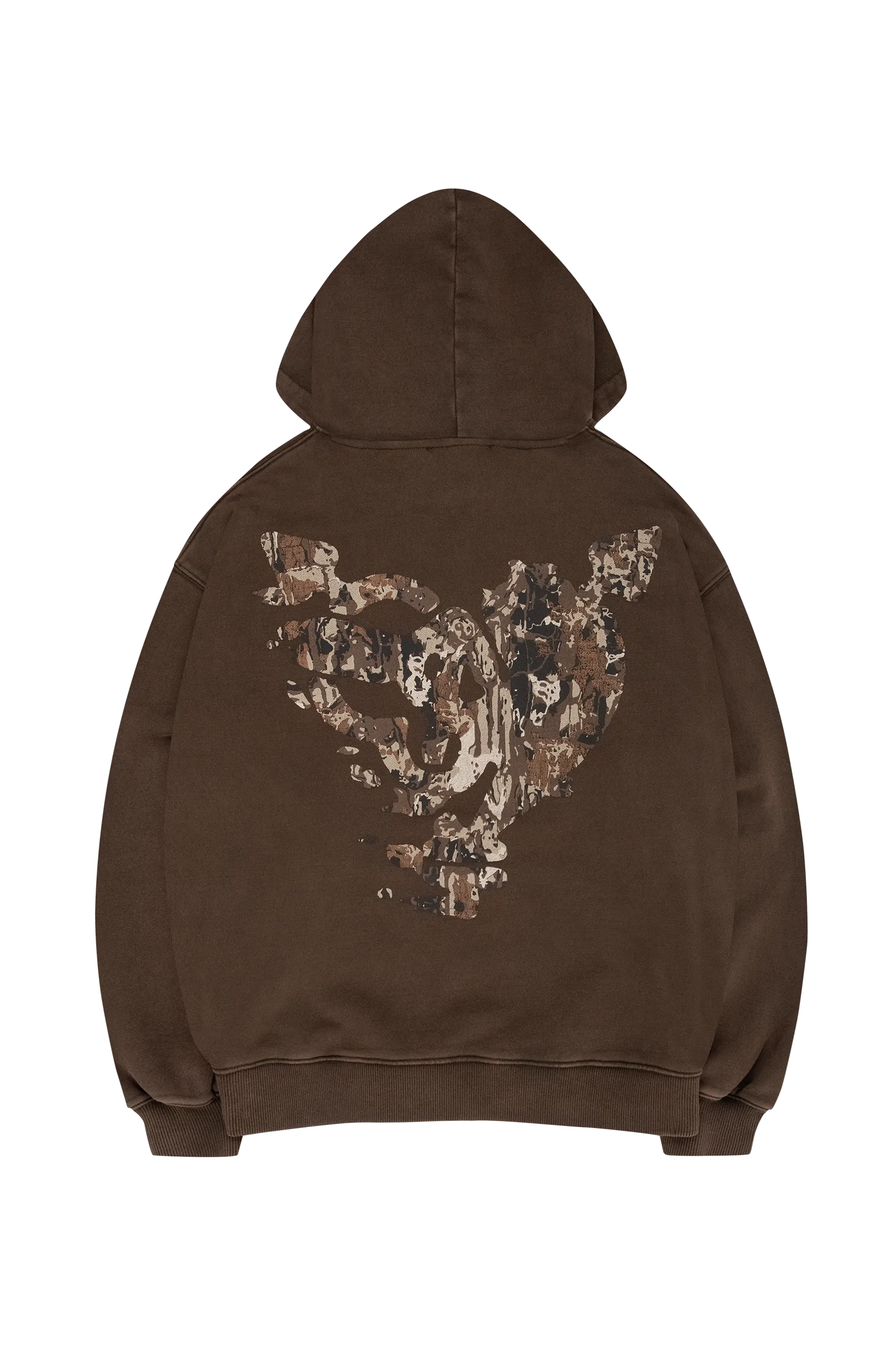 MONEY CALLING HOODIE BROWN OIL WASH