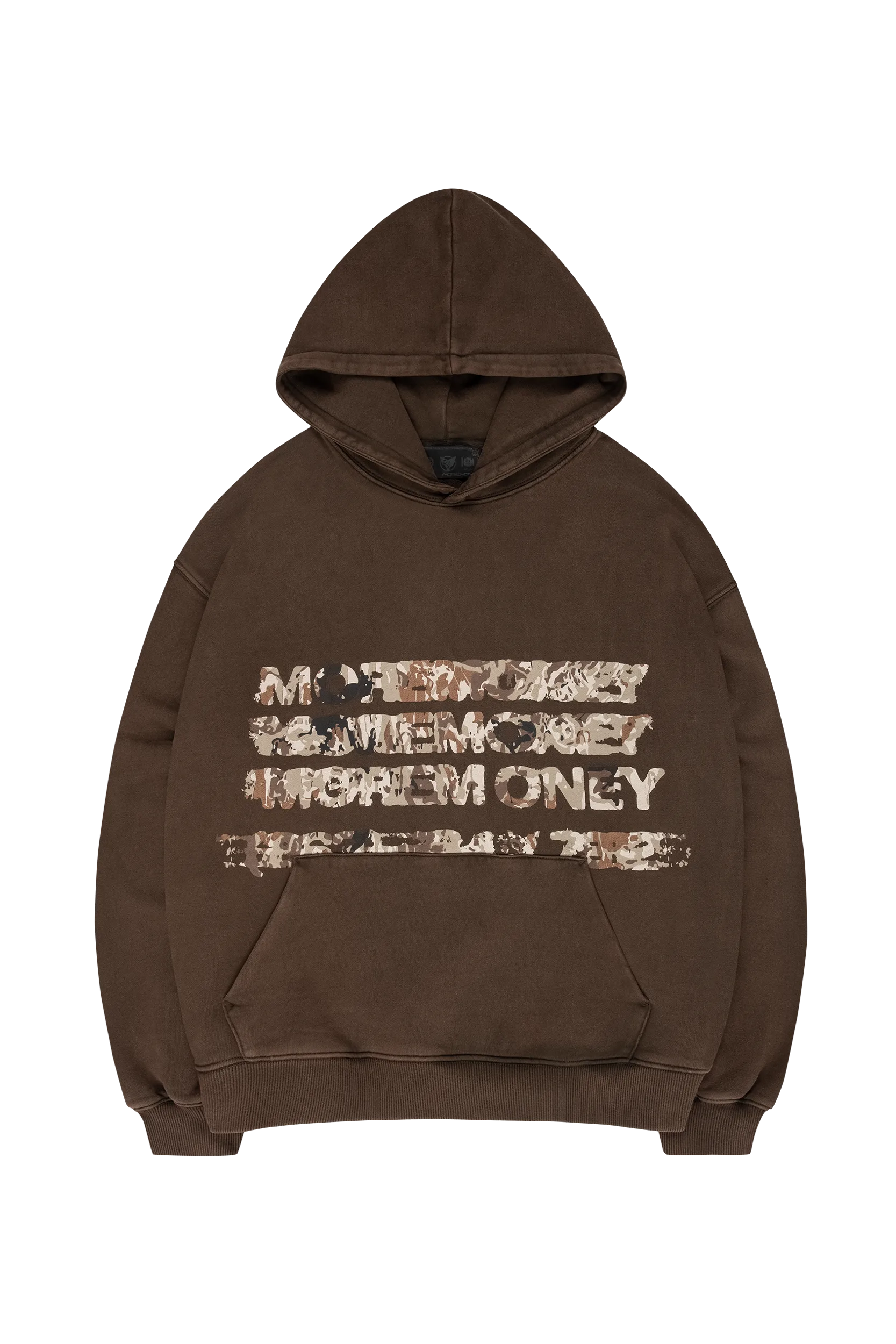 MONEY CALLING HOODIE BROWN OIL WASH