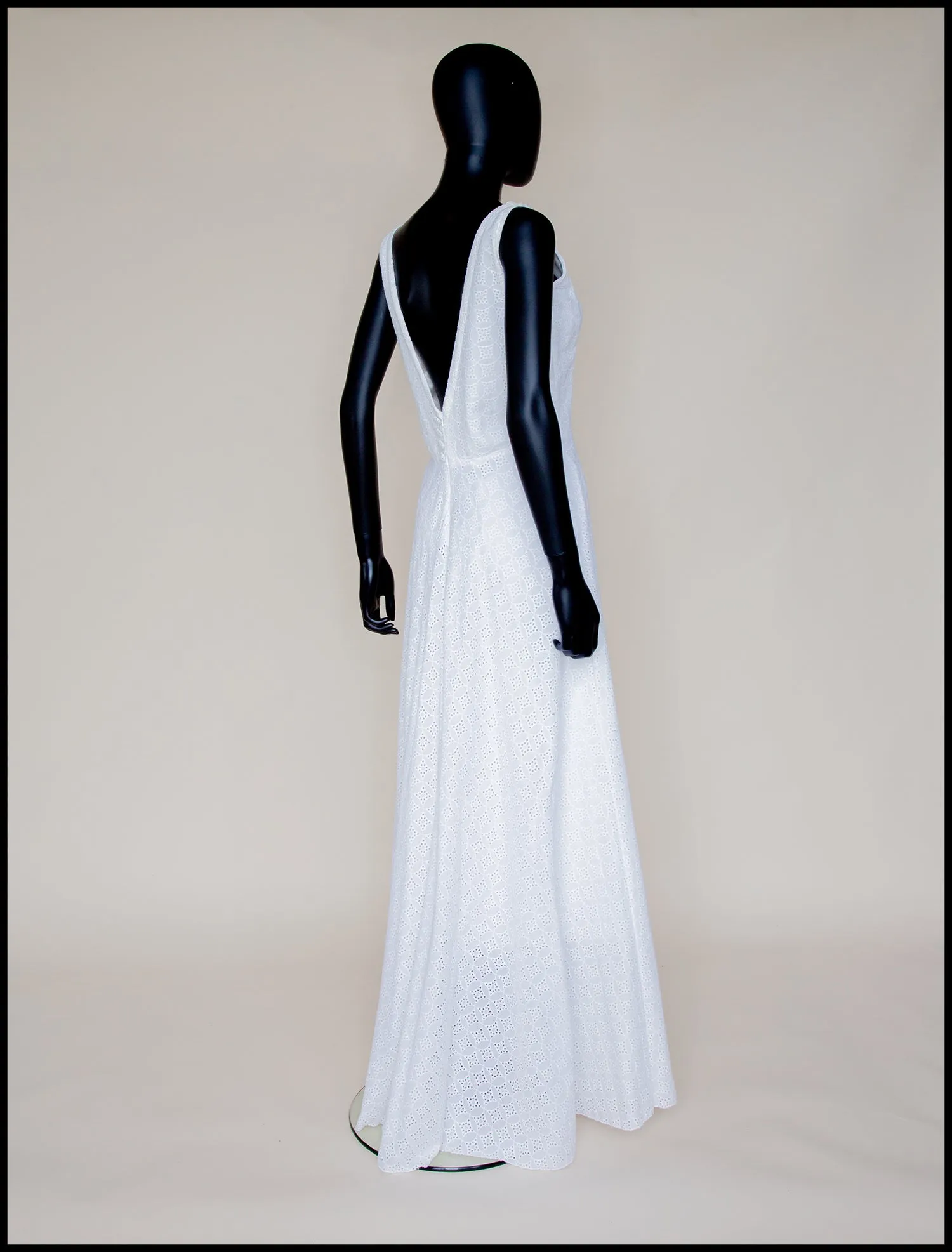 Natalia - Broderie Anglaise White Cotton Maxi Dress