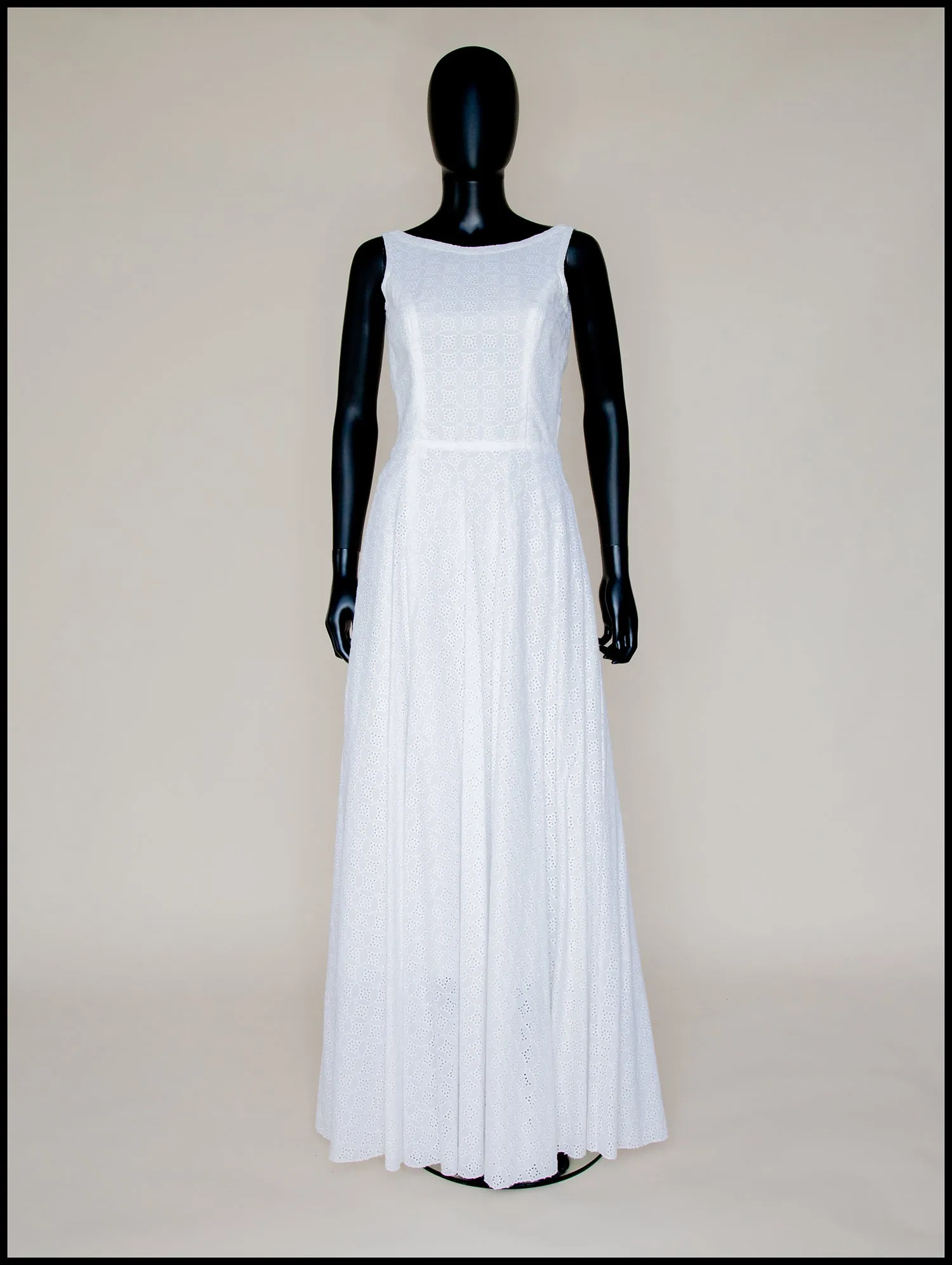 Natalia - Broderie Anglaise White Cotton Maxi Dress