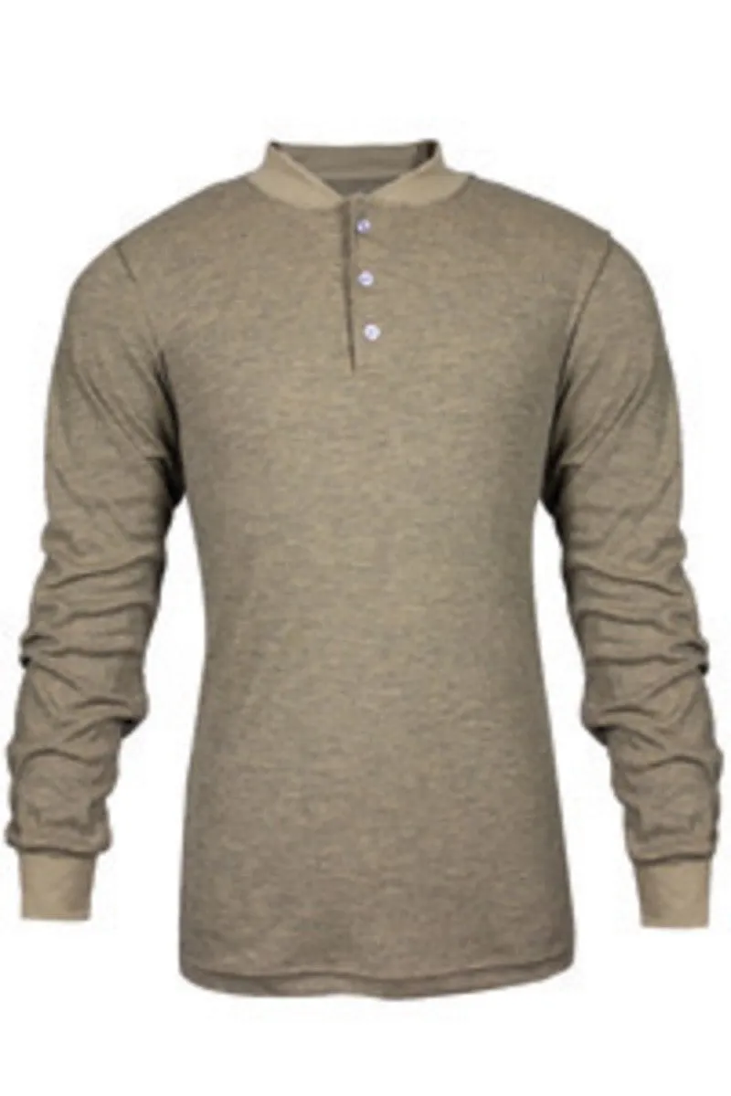 National Safety Apparel Small Tan 6.5 oz CARBONCOMFORT Flame Resistant Long Sleeve Henley Shirt