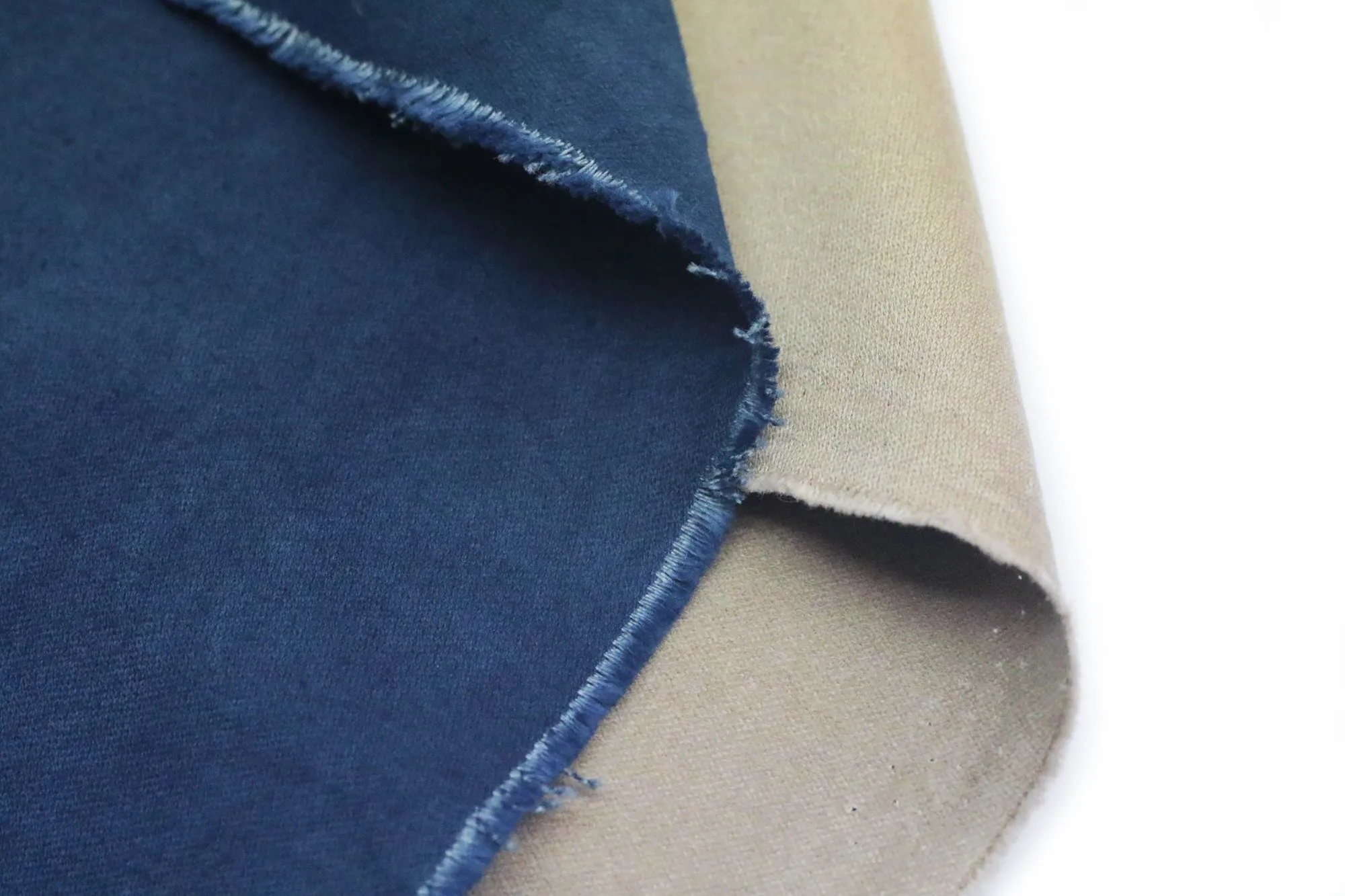 NATURAL INDIGO DYED SUEDE.