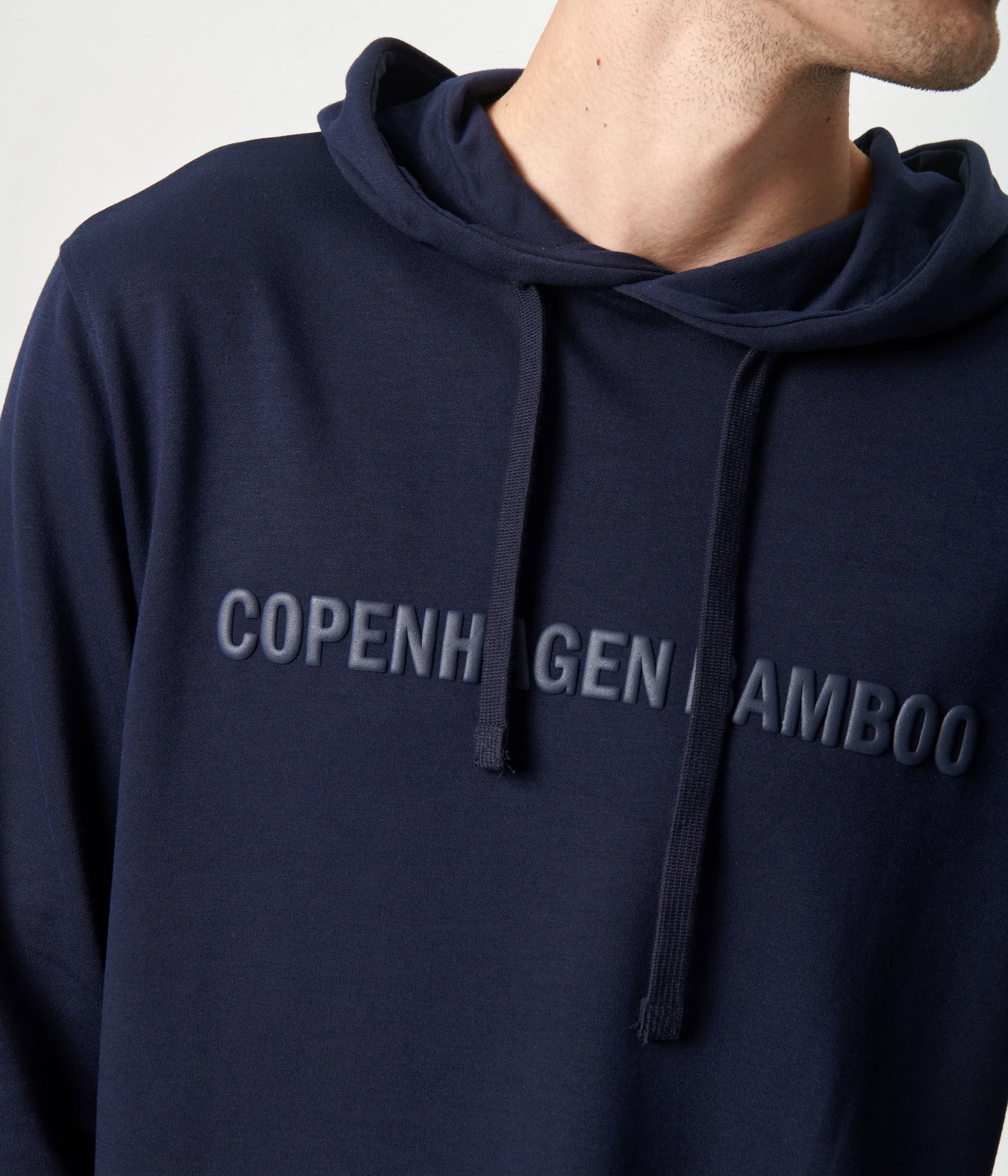 Navy bamboo hoodie with logo