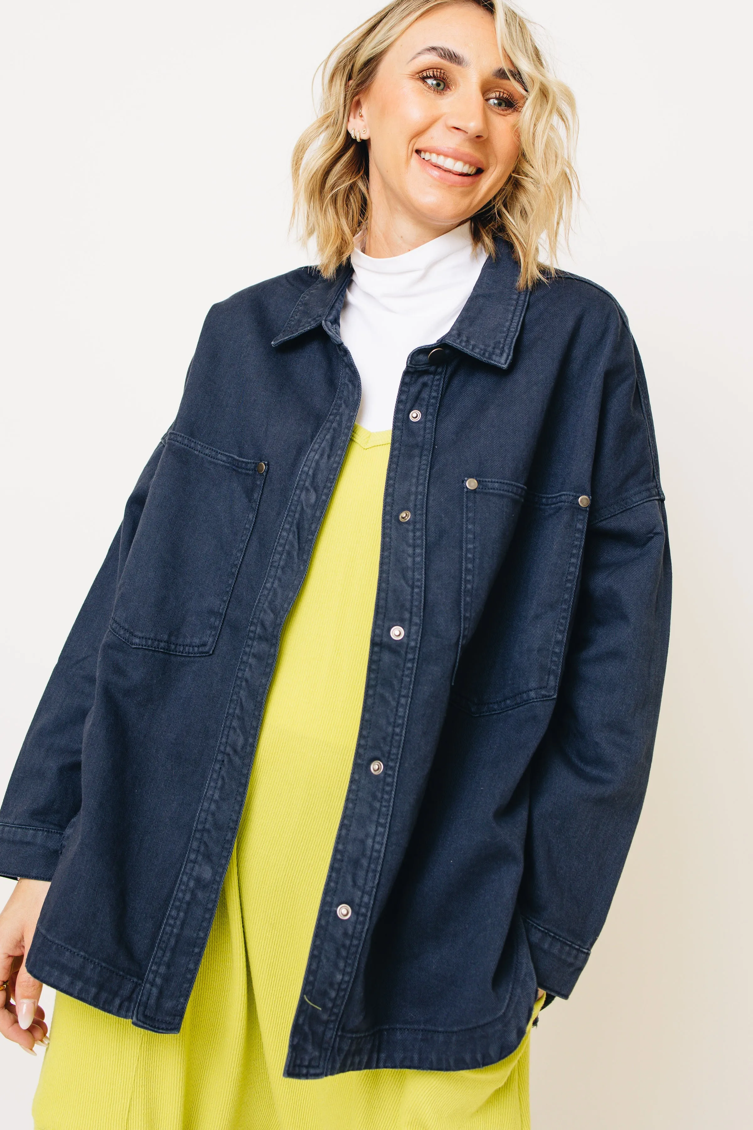 Navy Denim Oversized Shacket (S-1XL)