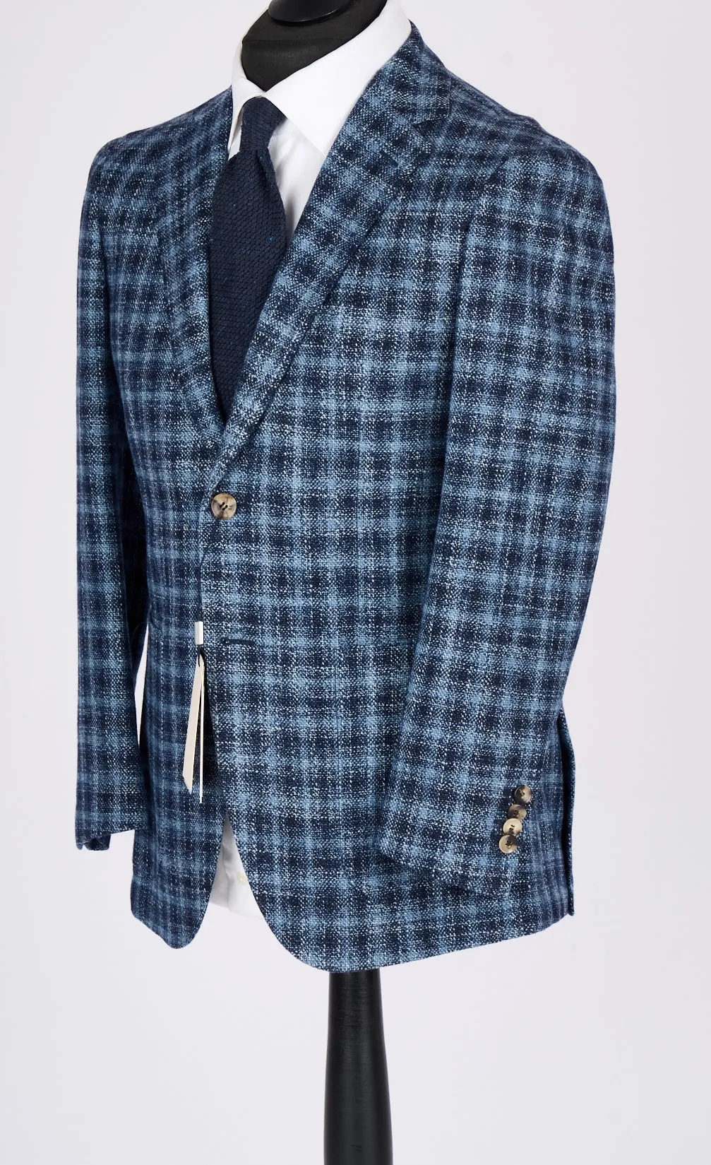 New Suitsupply Havana Blue Check Wool and Silk Half Lined Blazer - Size 38R