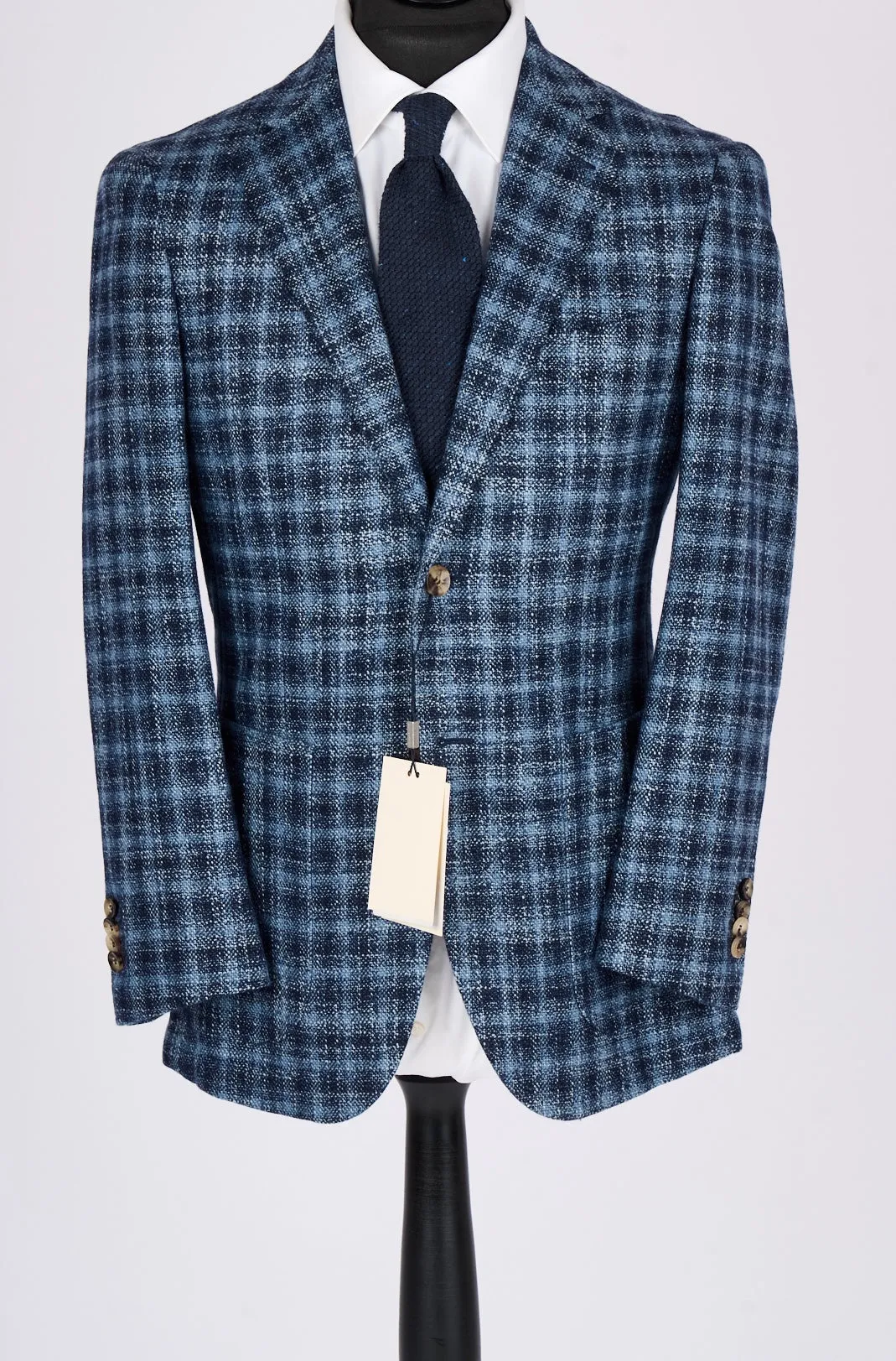 New Suitsupply Havana Blue Check Wool and Silk Half Lined Blazer - Size 38R