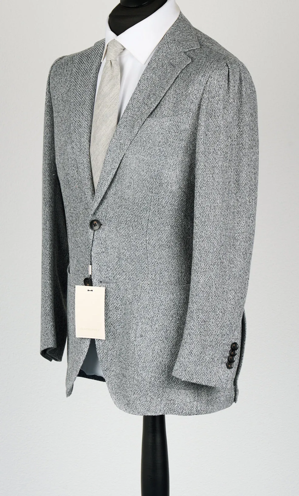 New Suitsupply Havana Mid Gray Silk and Linen Giro Inglese Blazer - Size 40R