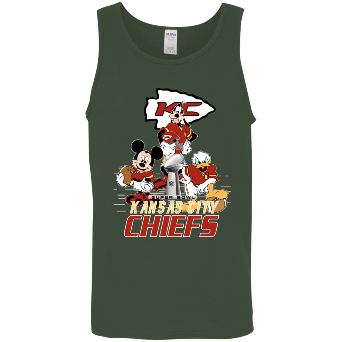 Nfl – Kansas City Chiefs Donald Duck Goofy Mickey Mouse Super Bowl 2019 Football Men Cotton Tank