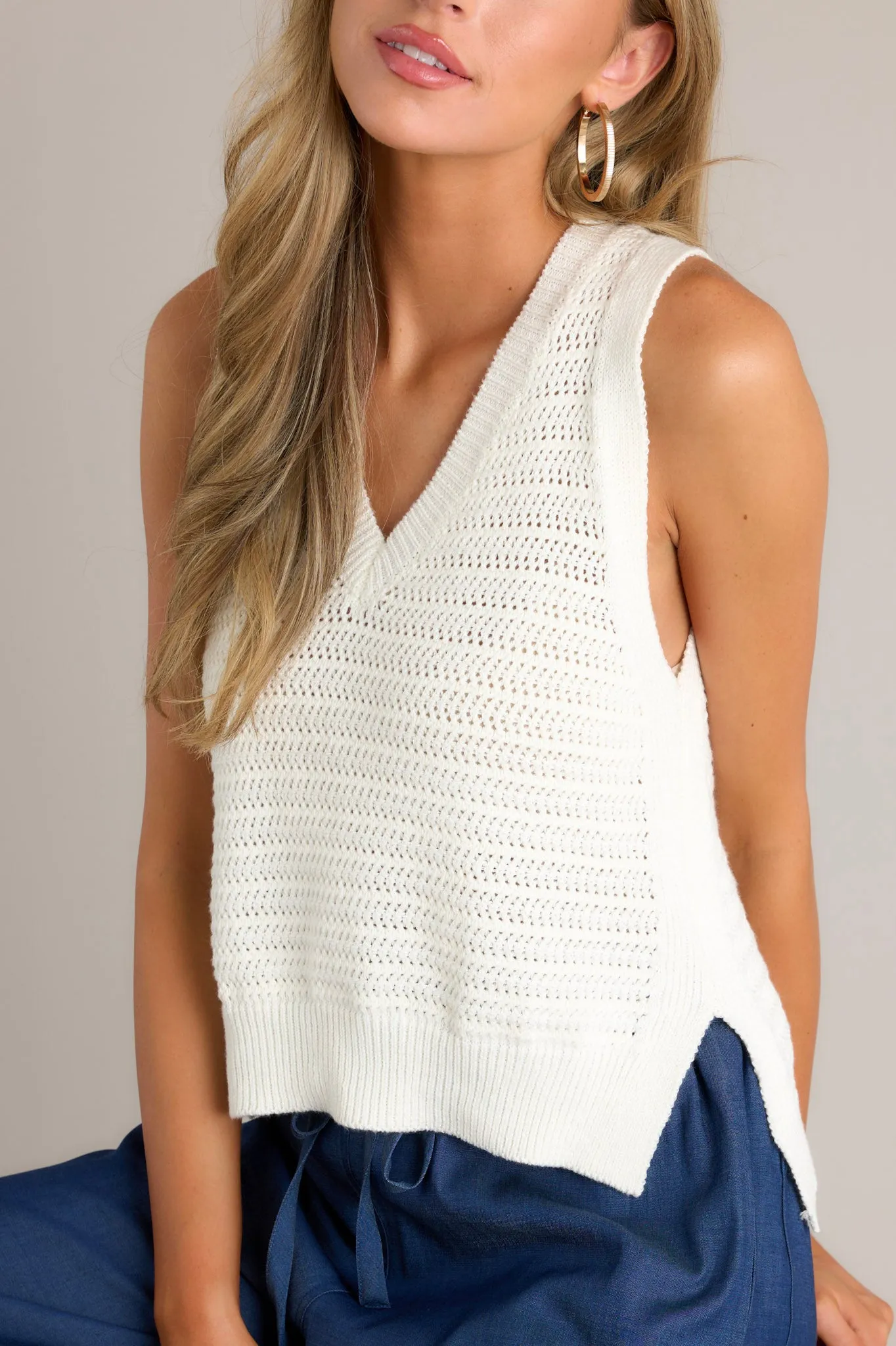 Nordic Nook Ivory Sleeveless Sweater Top