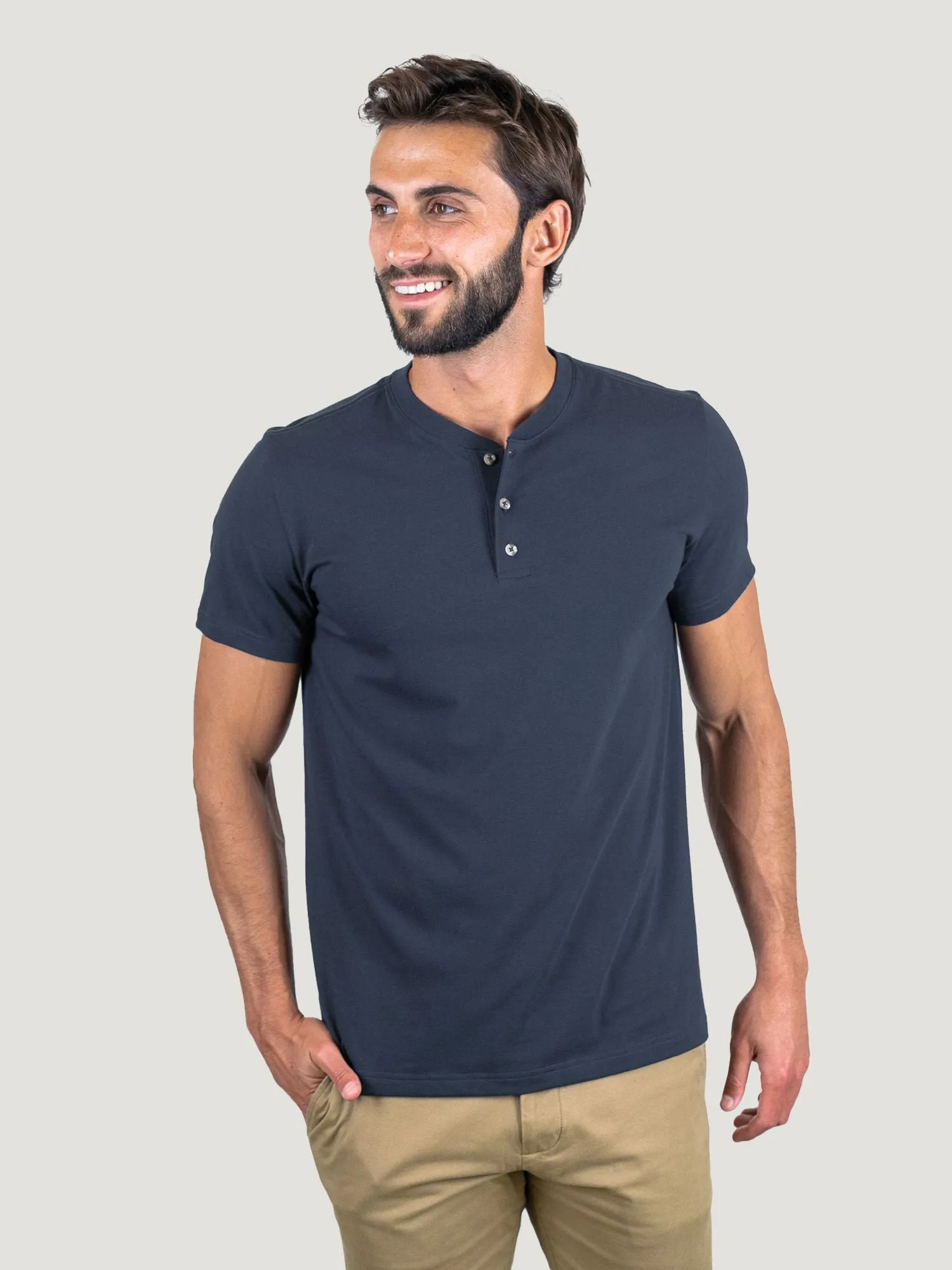 Odyssey Blue Short Sleeve Henley