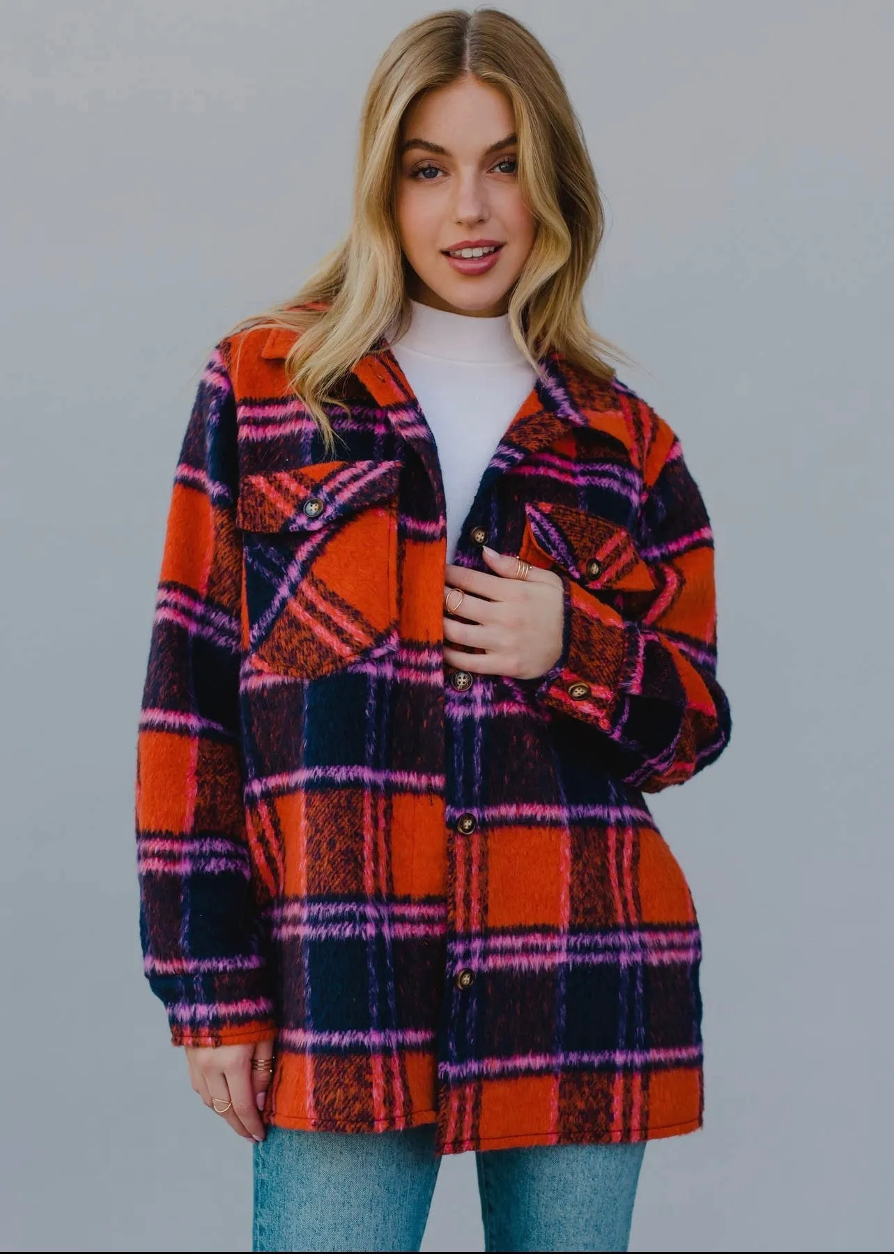 Orange Plaid Fall Shacket