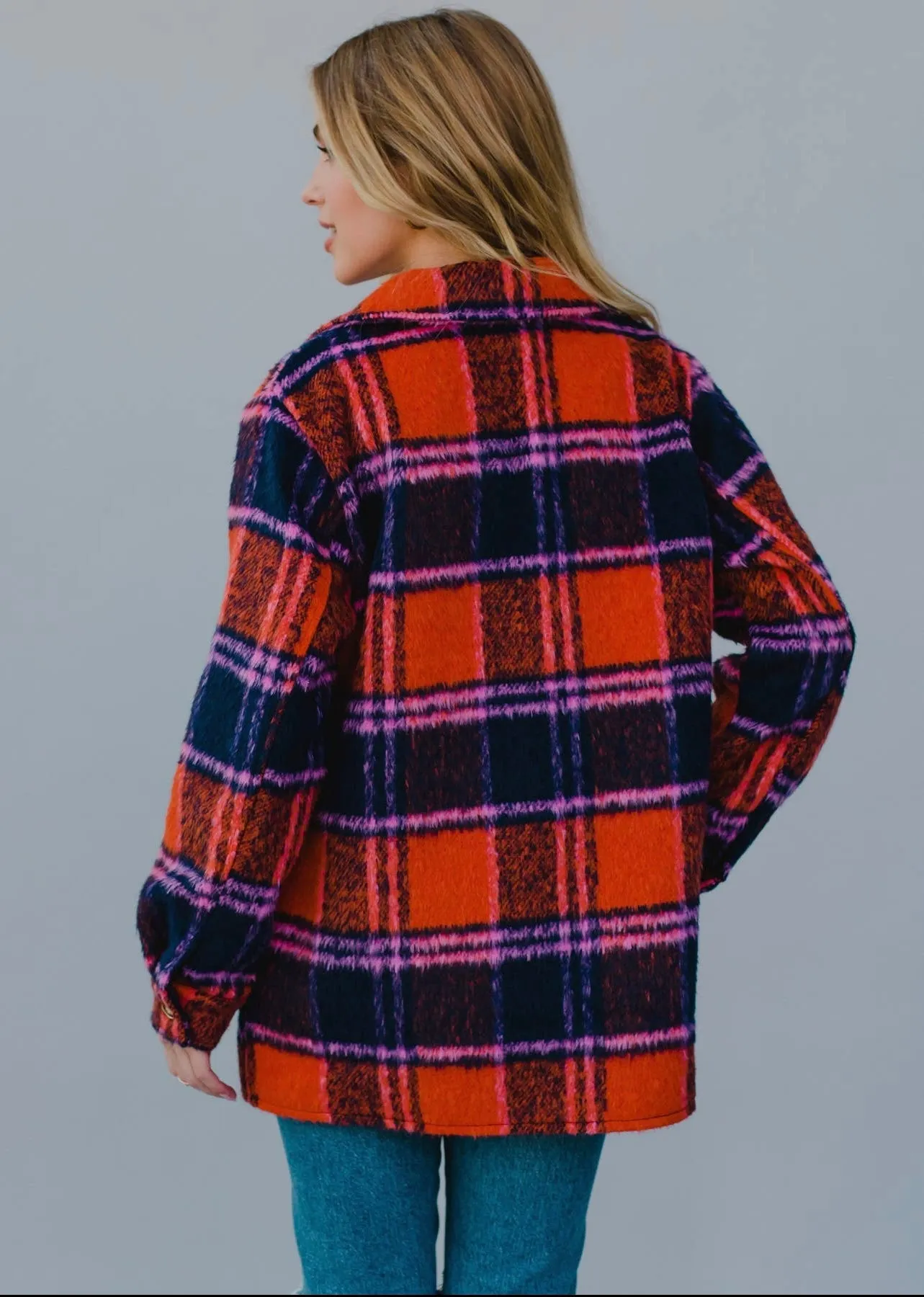 Orange Plaid Fall Shacket