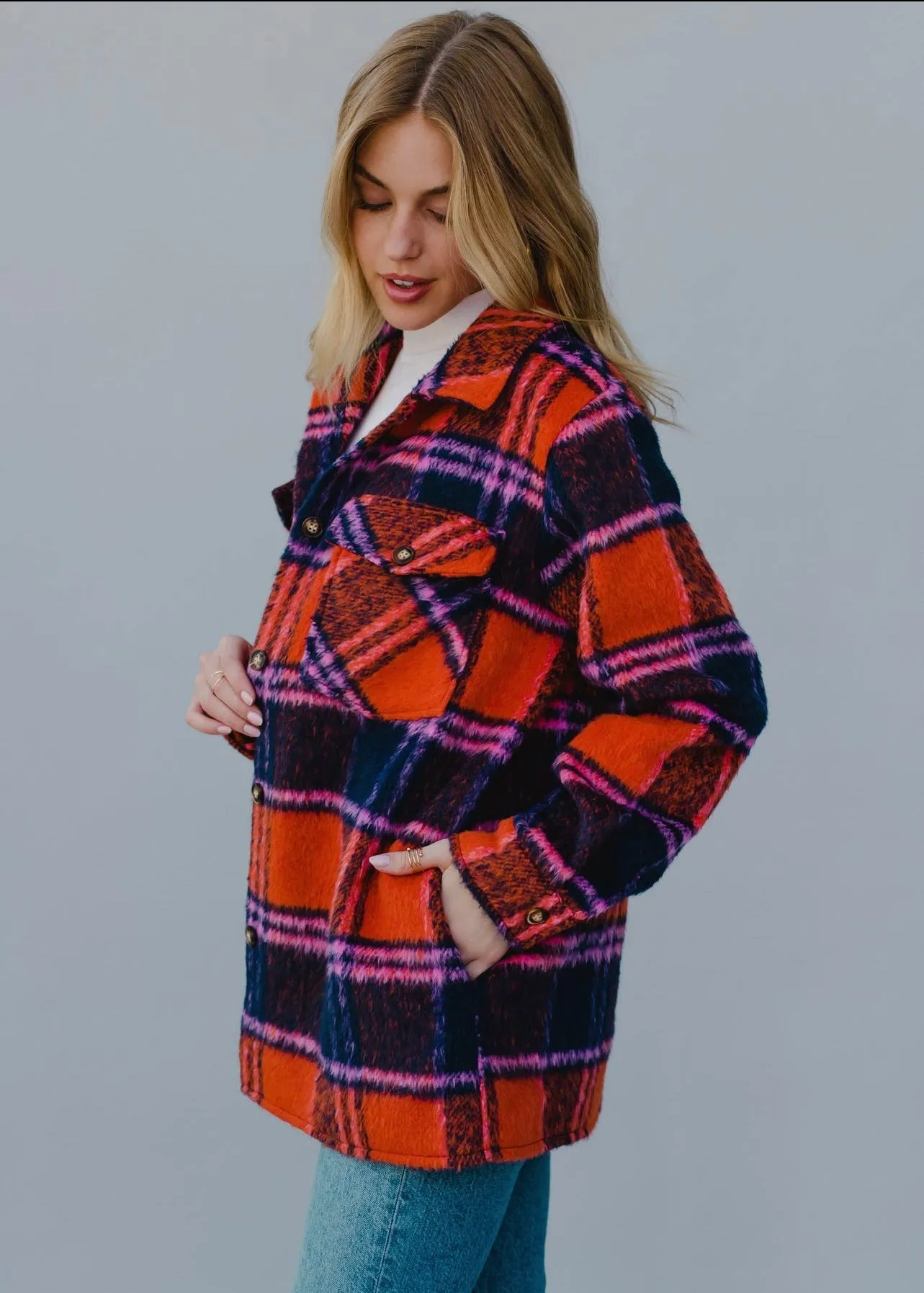 Orange Plaid Fall Shacket