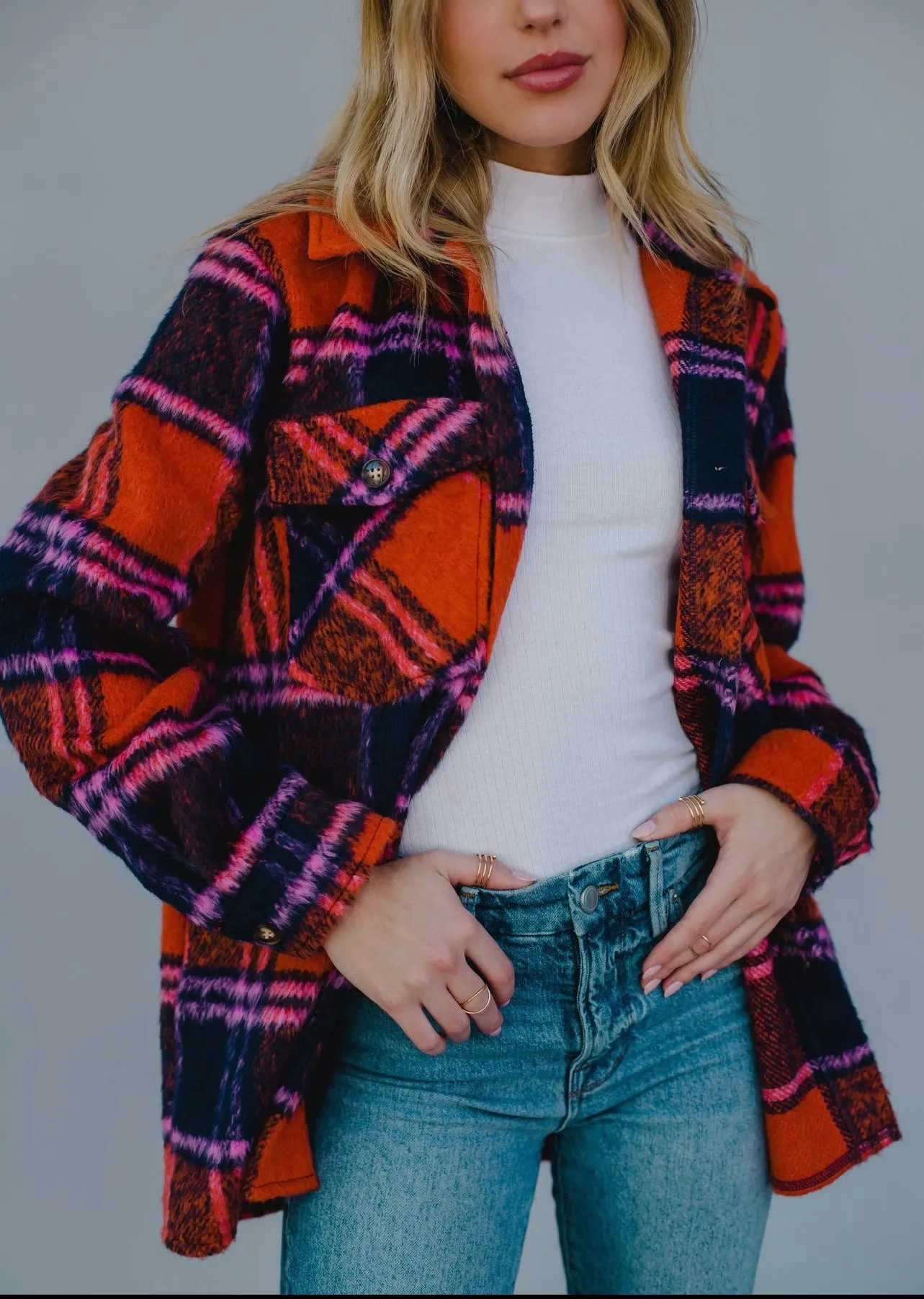 Orange Plaid Fall Shacket