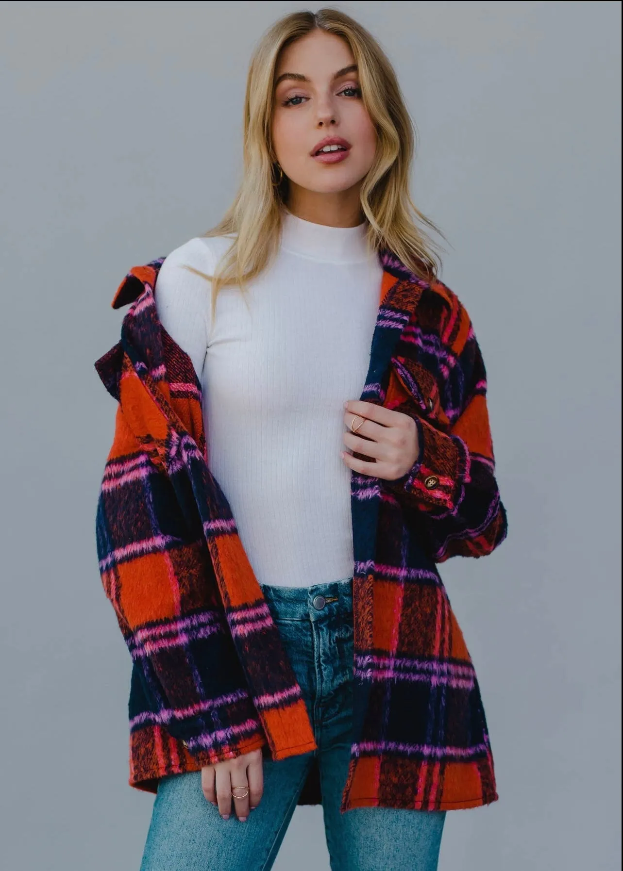 Orange Plaid Fall Shacket