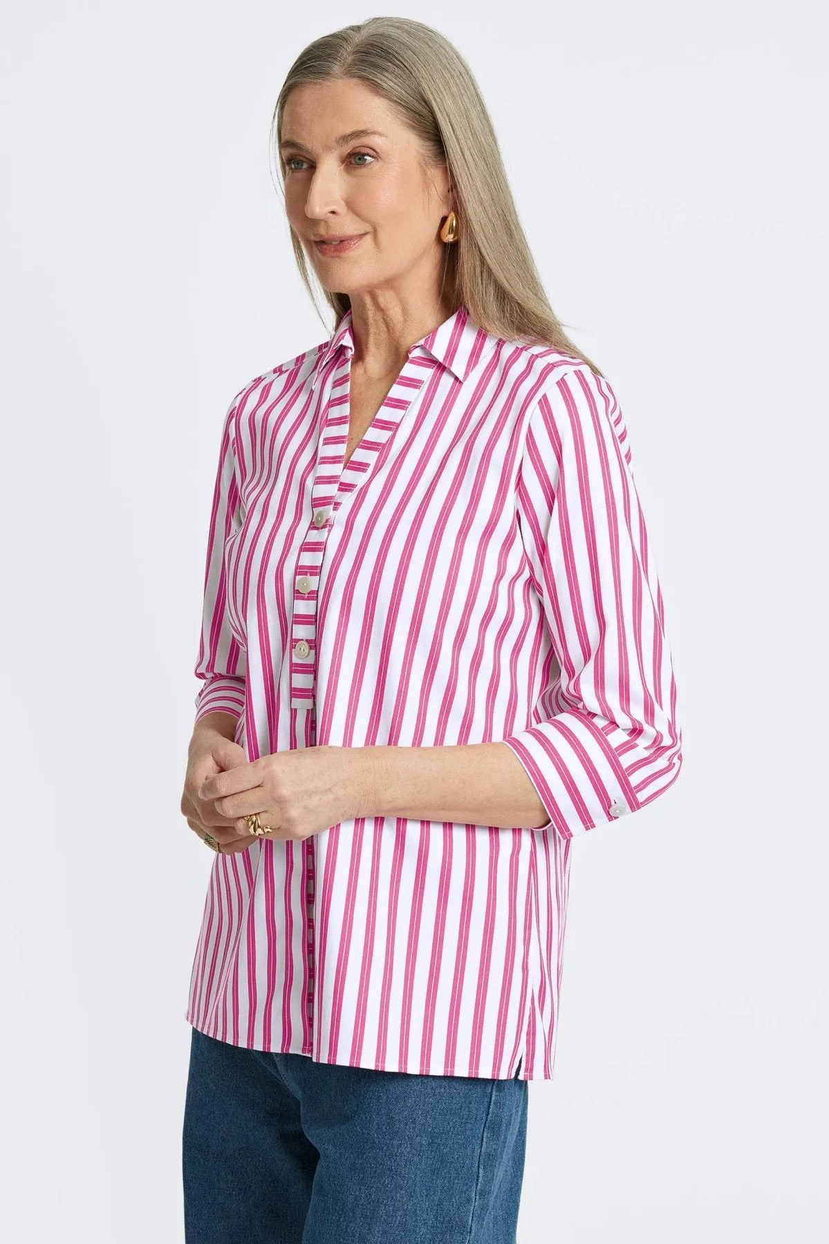 Pamela Essential Stretch No Iron Stripe Shirt