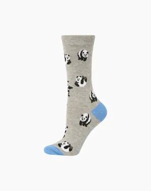 Panda Women's Bamboo Crew Socks in Grey