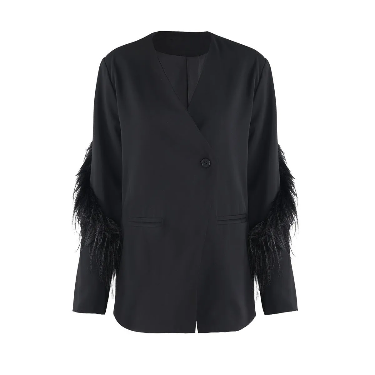 Pre Order:  Frilly Sleeves Single Button Blazer