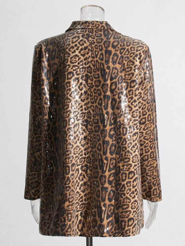 Pre Order:  Leopard Zebra Sequined Blazer