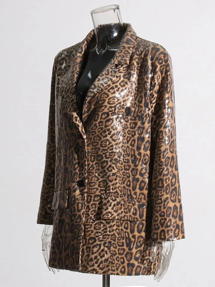 Pre Order:  Leopard Zebra Sequined Blazer