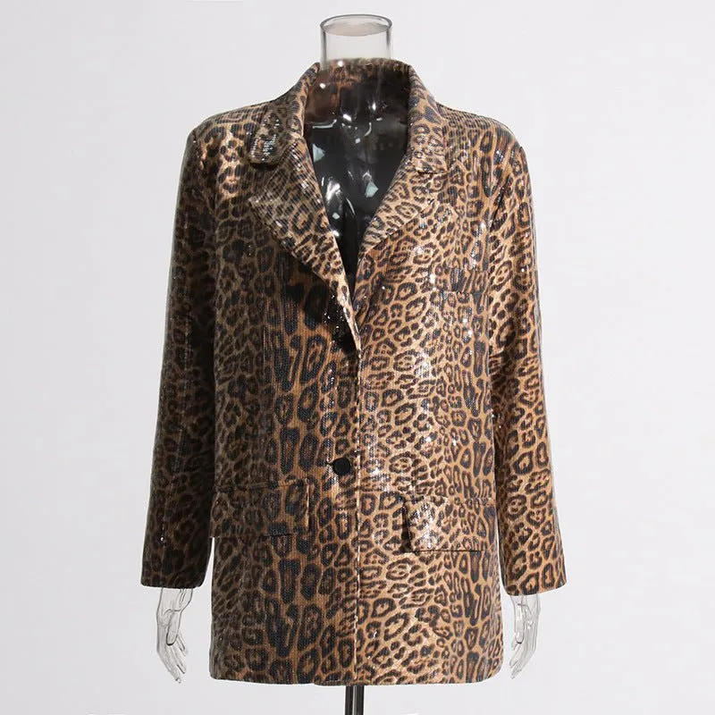 Pre Order:  Leopard Zebra Sequined Blazer